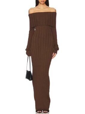 SNDYS Baha Off The Shoulder Ribbed Maxi Dress